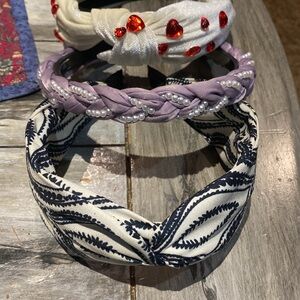 Purple and White Hair Accessories with Braided Texture and Bow Style